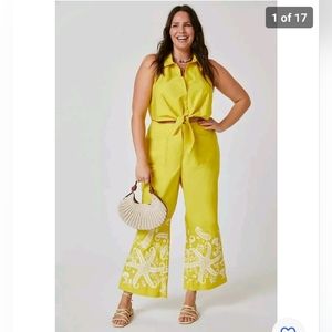 New Anthropologie Maeve Tie Front Pant Set Size 16W